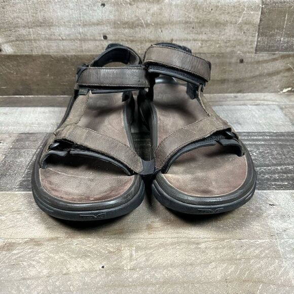 Teva Men’s Size 14 Hiking Sport Sandals Brown Adjustable Hook and Loop Leather main image 7